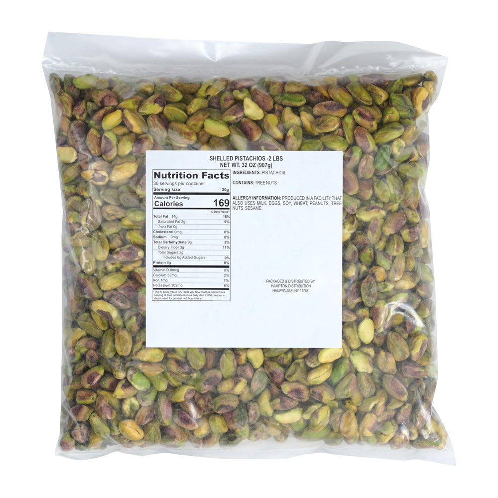 Hampton Distribution close-up of shelled pistachio kernels highlighting crunchy texture benefit