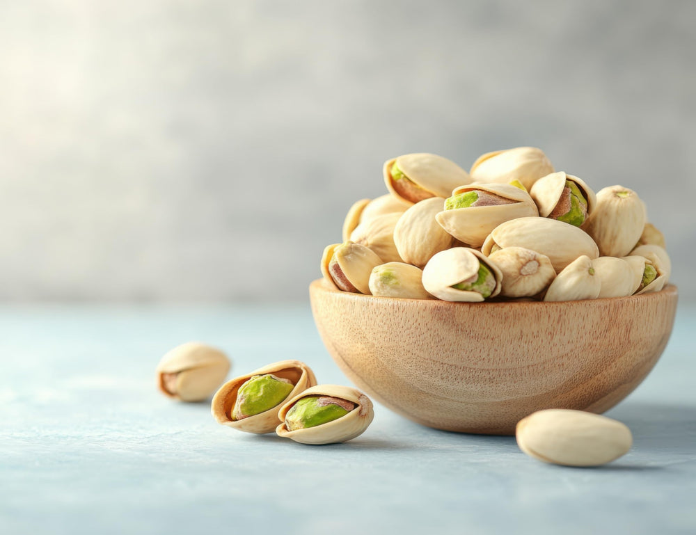 Hampton Distribution hand holding pistachios demonstrating scale and portioning