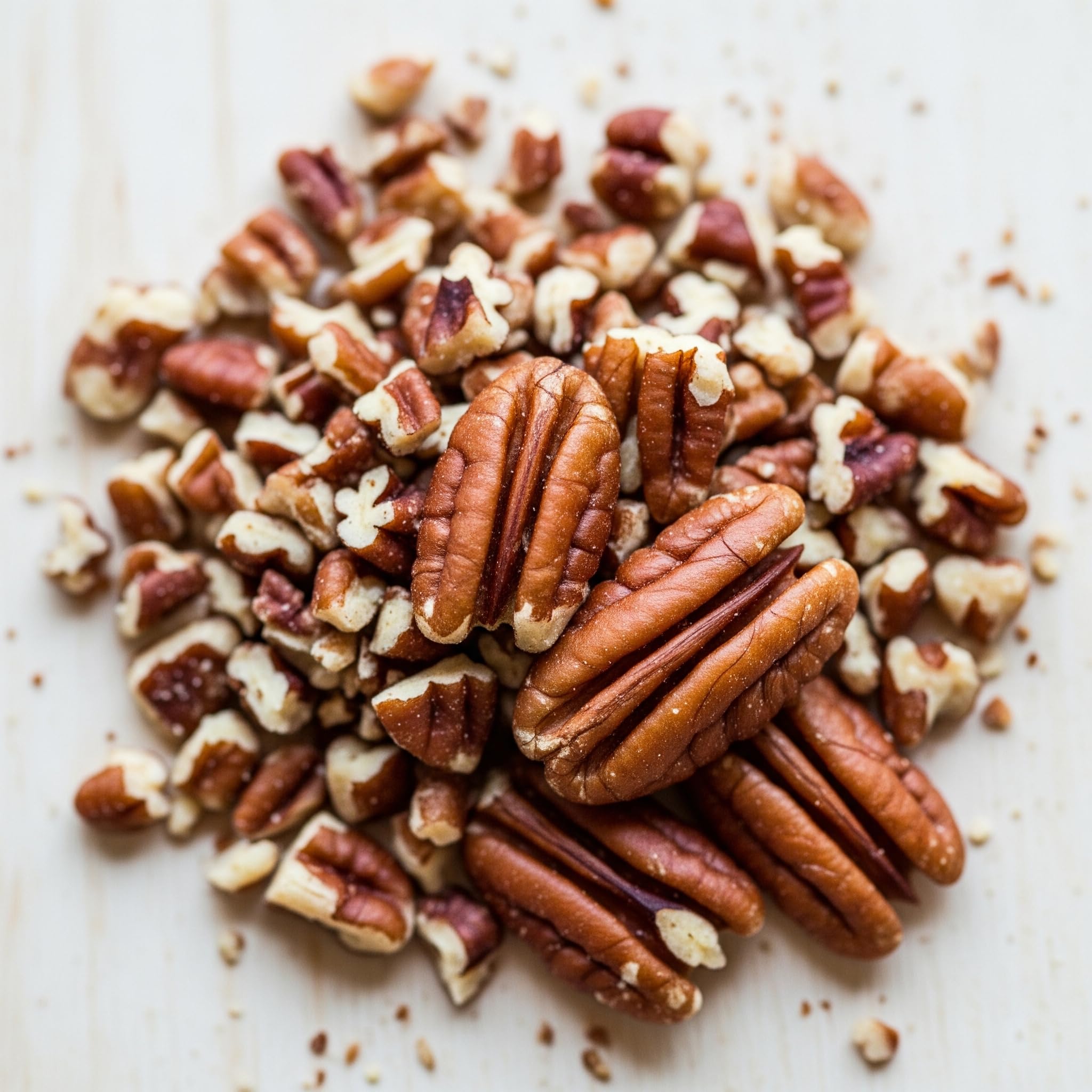 Hampton Distribution pecan pieces next to a measuring cup showing portion