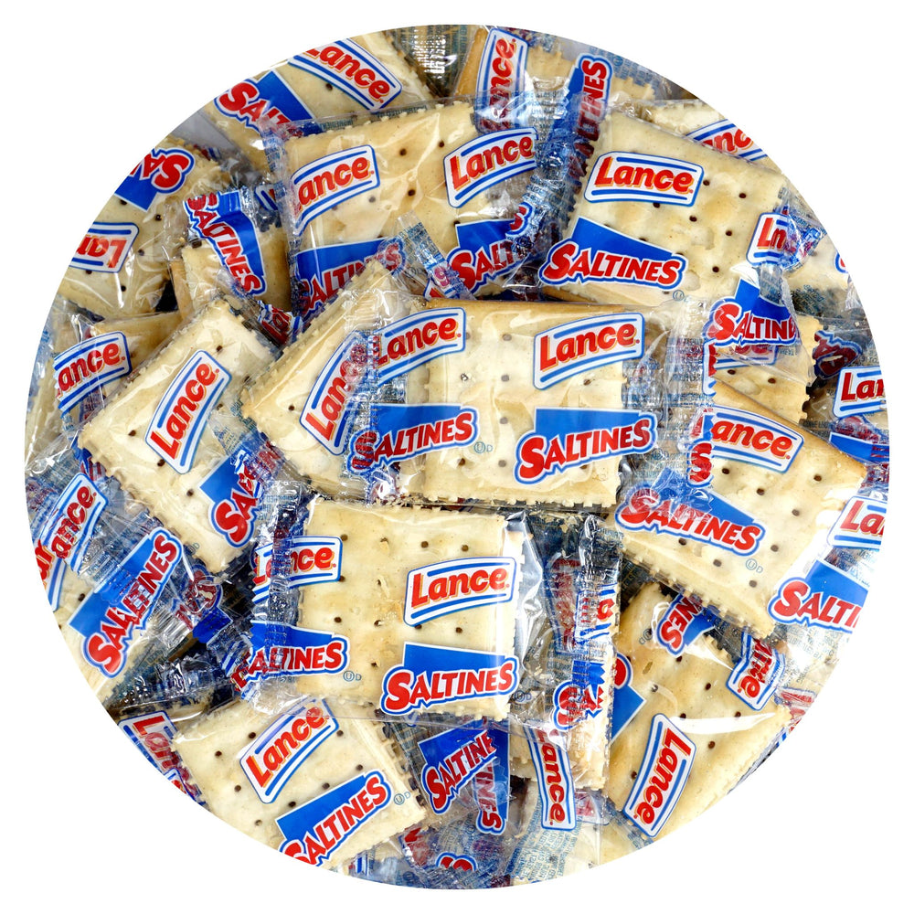 Hampton Distribution front packaging showing 100-count low-sodium crackers and brand