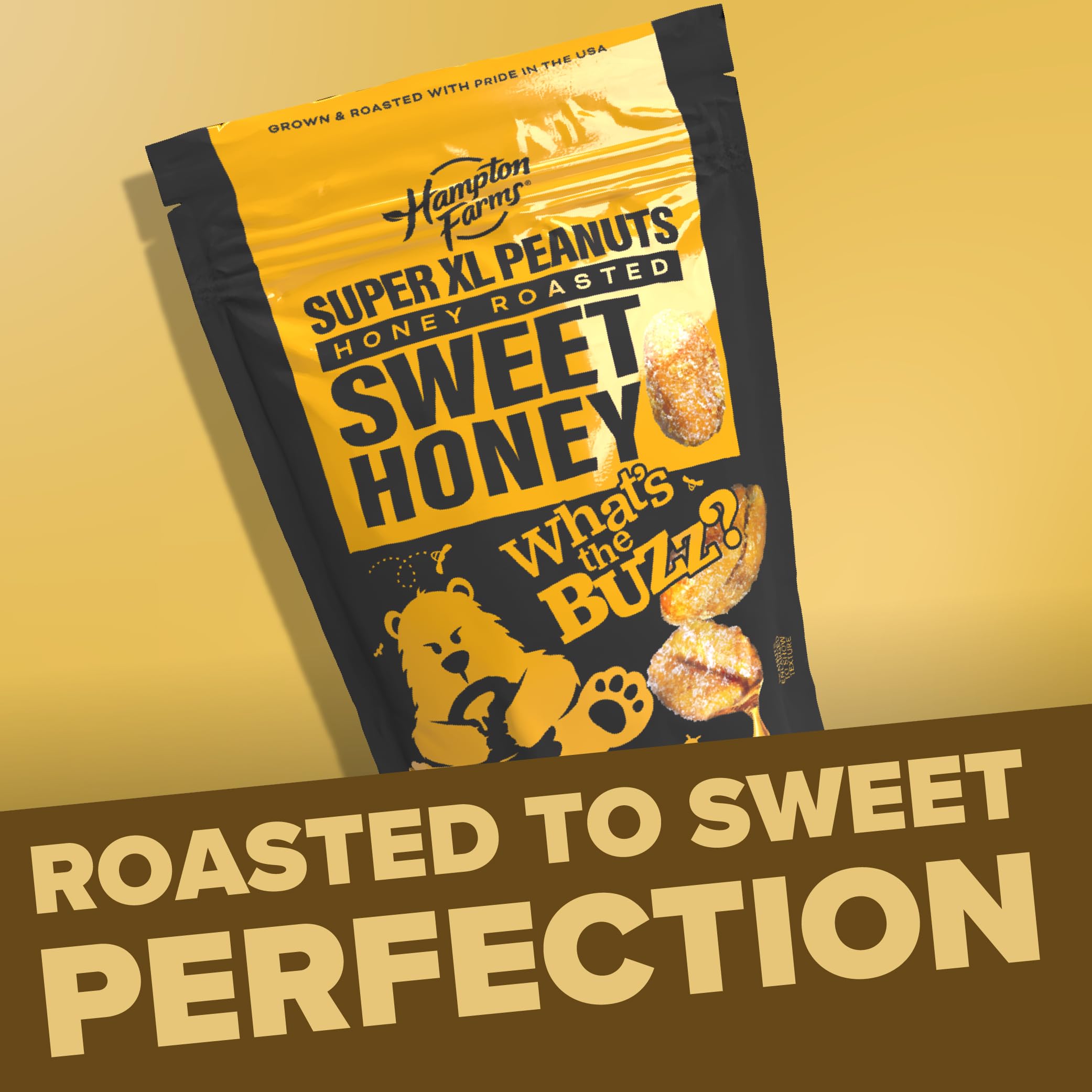 Hampton Farms jar portion with peanuts poured for easy serving and grab-and-go benefit