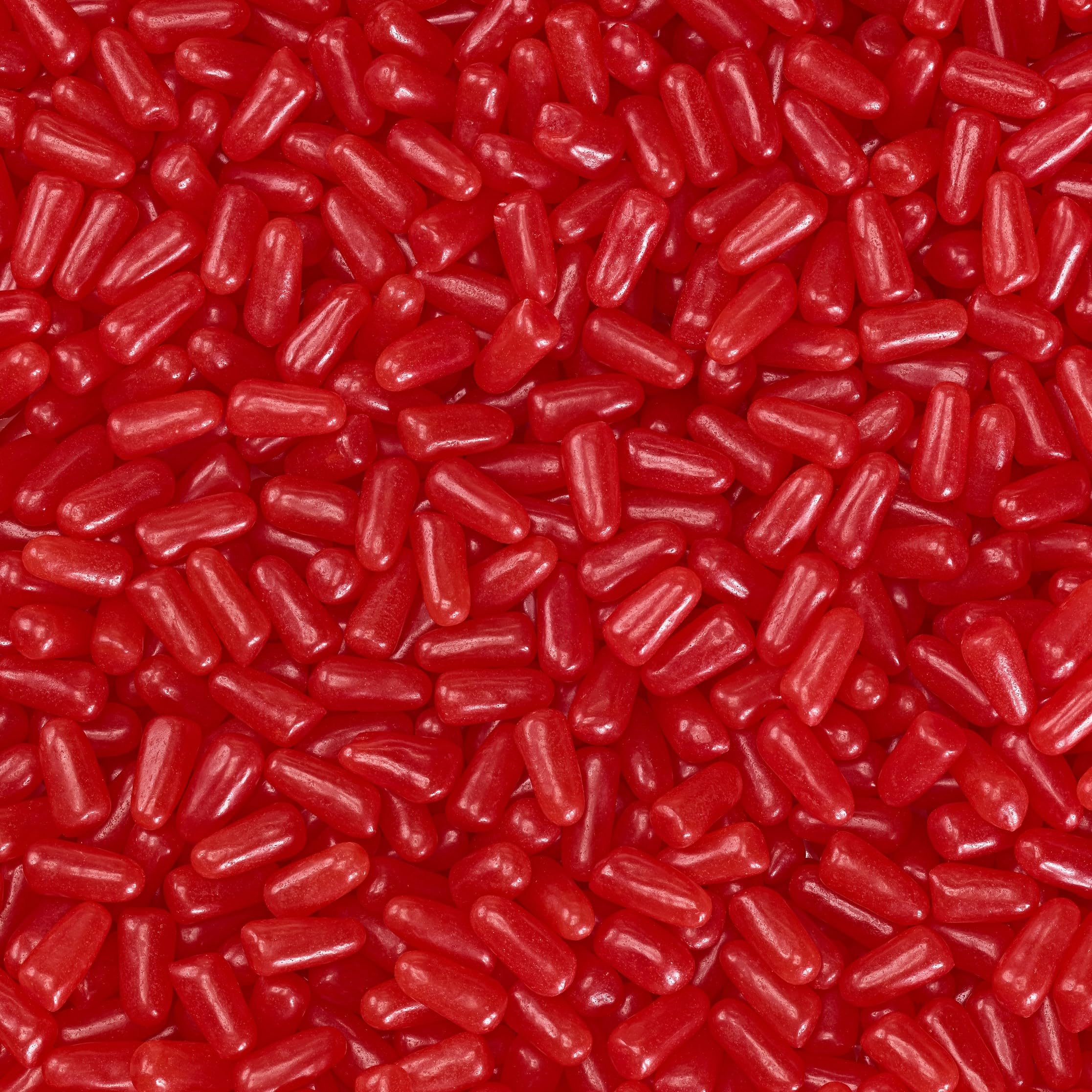 THE HAMPTON CANDY COMPANY close-up of red chewy candies highlighting texture and chew appeal