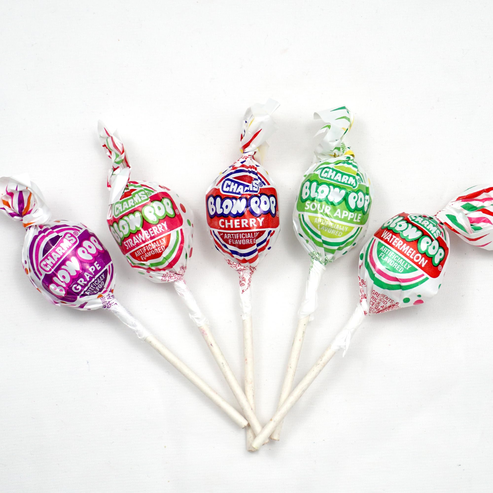 The Hampton Popcorn Company lollipops spread out to display assorted fruit flavors for variety