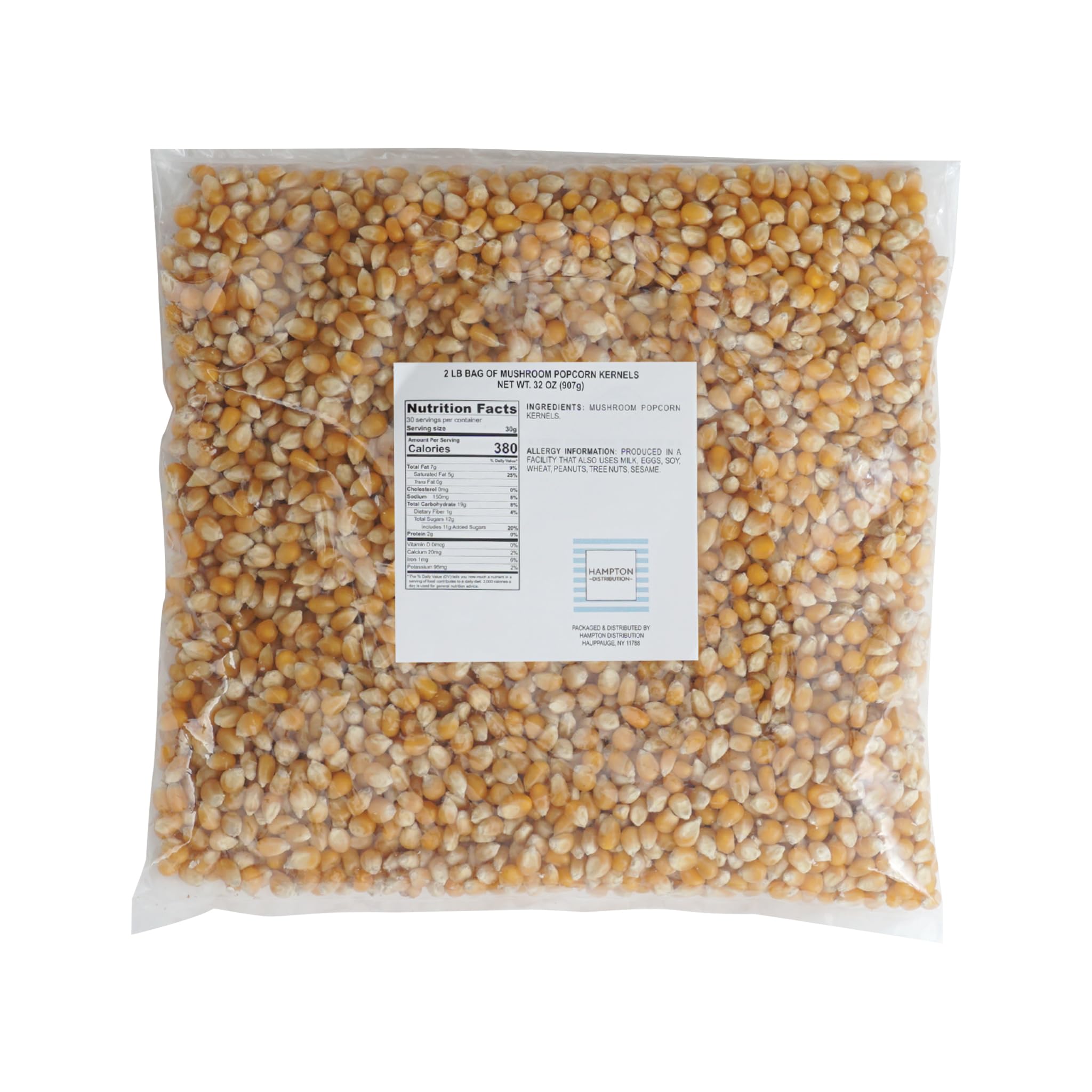 close-up of mushroom popcorn kernels by The Hampton Popcorn Company demonstrating texture and large pop potential