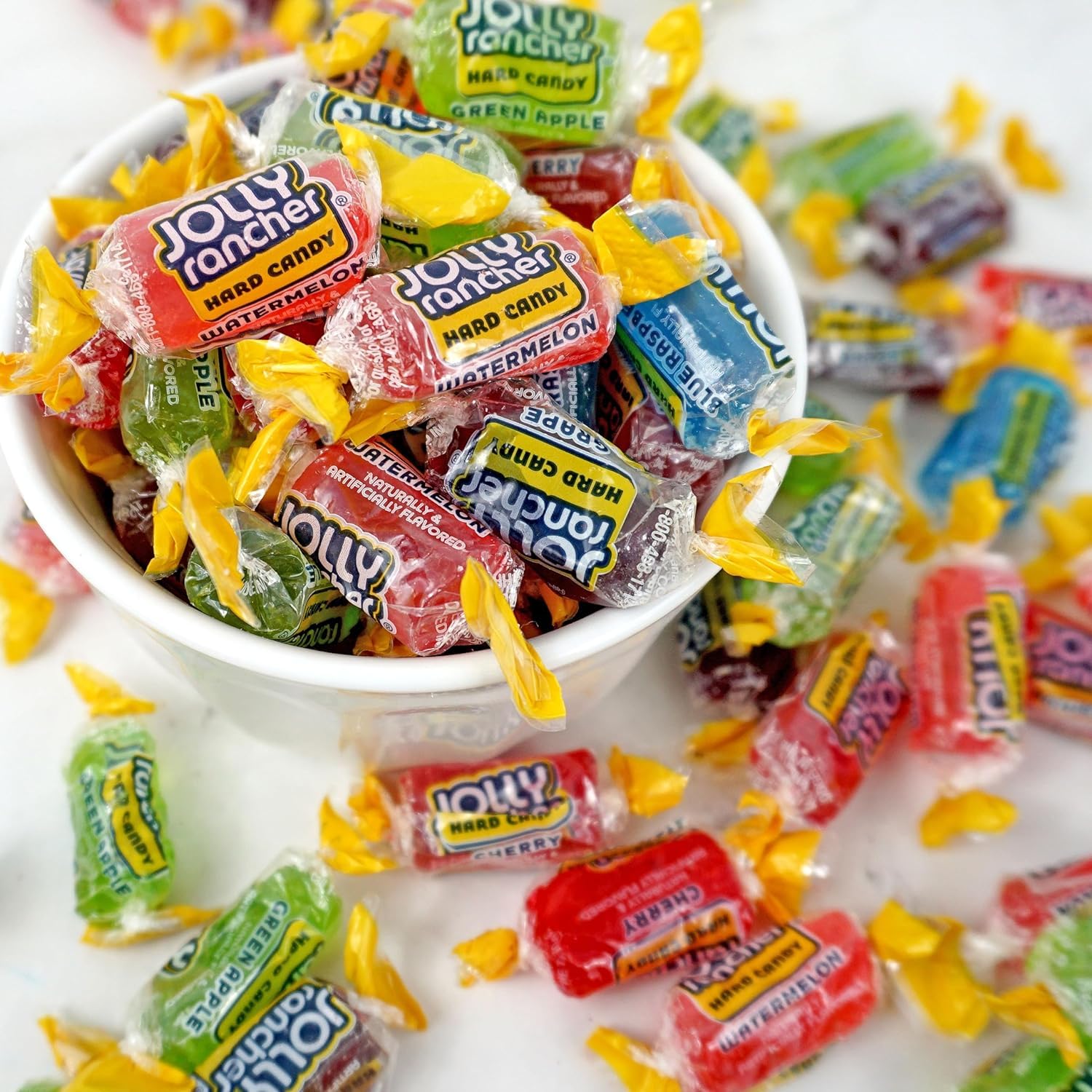 The Hampton Popcorn Company arranged assorted Jolly Ranchers flavors, quick flavor recognition and variety