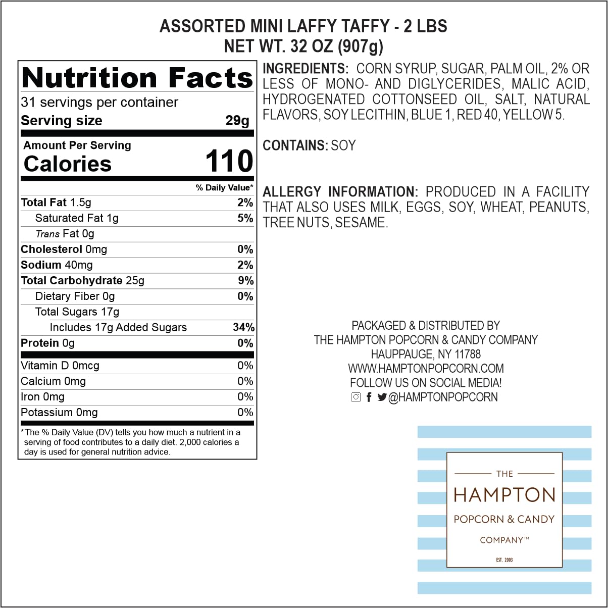 Pile of individually wrapped Laffy Taffy pieces by The Hampton Popcorn Company ready for event distribution