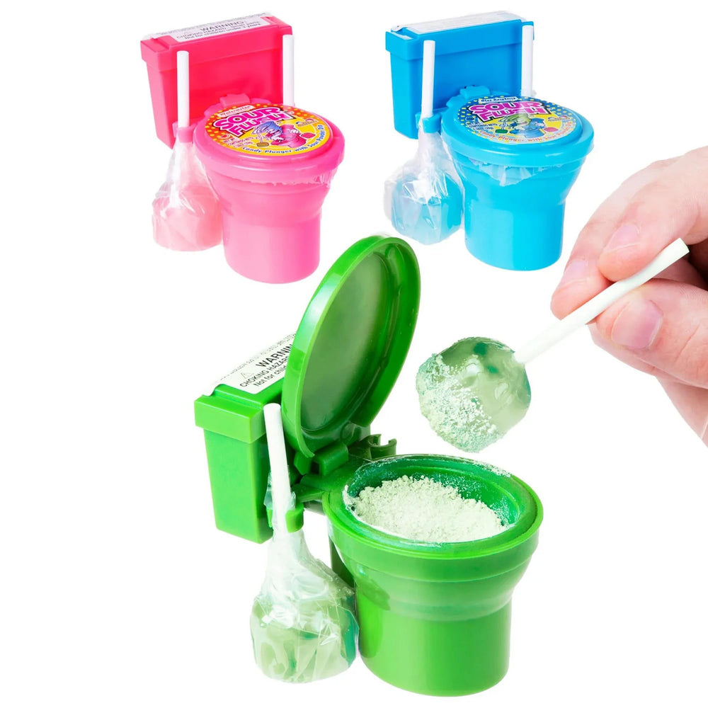 THE HAMPTON CANDY COMPANY open toilet with plunger candy showing how to dip, fun shareable snack
