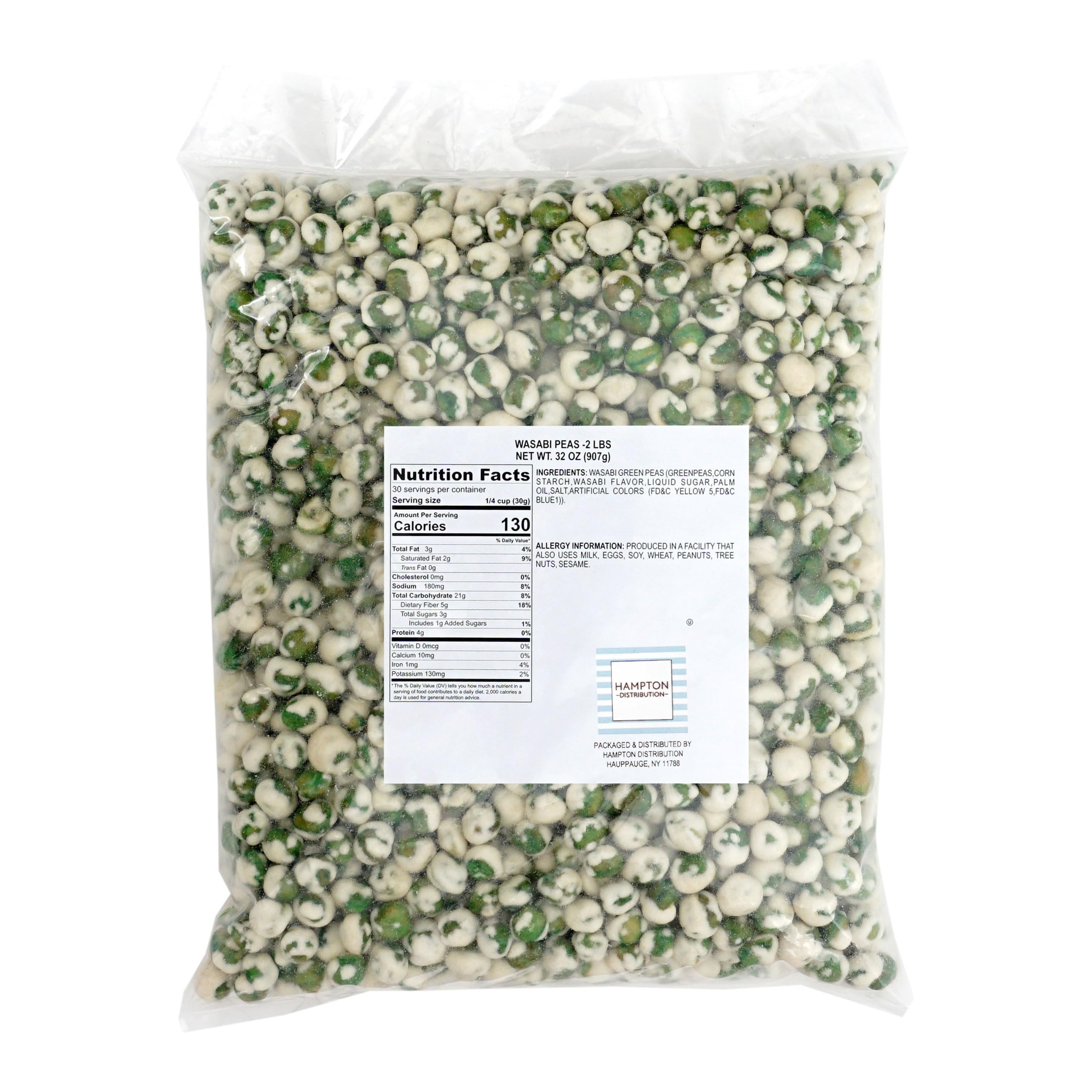 Close-up of Hampton Distribution wasabi peas texture showcasing crisp coating and spice