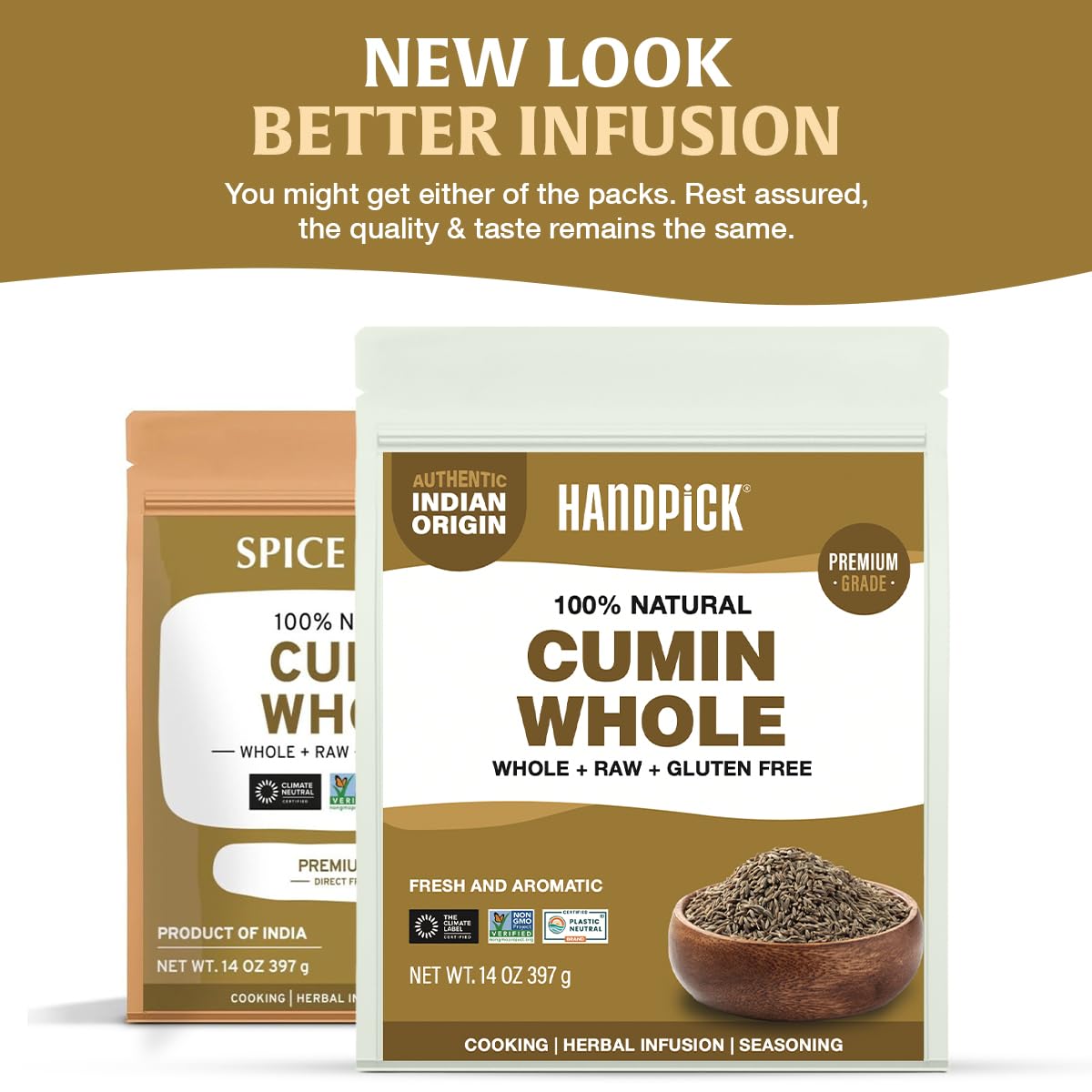 HANDPICK close-up cumin seed texture highlighting fresh aroma benefit