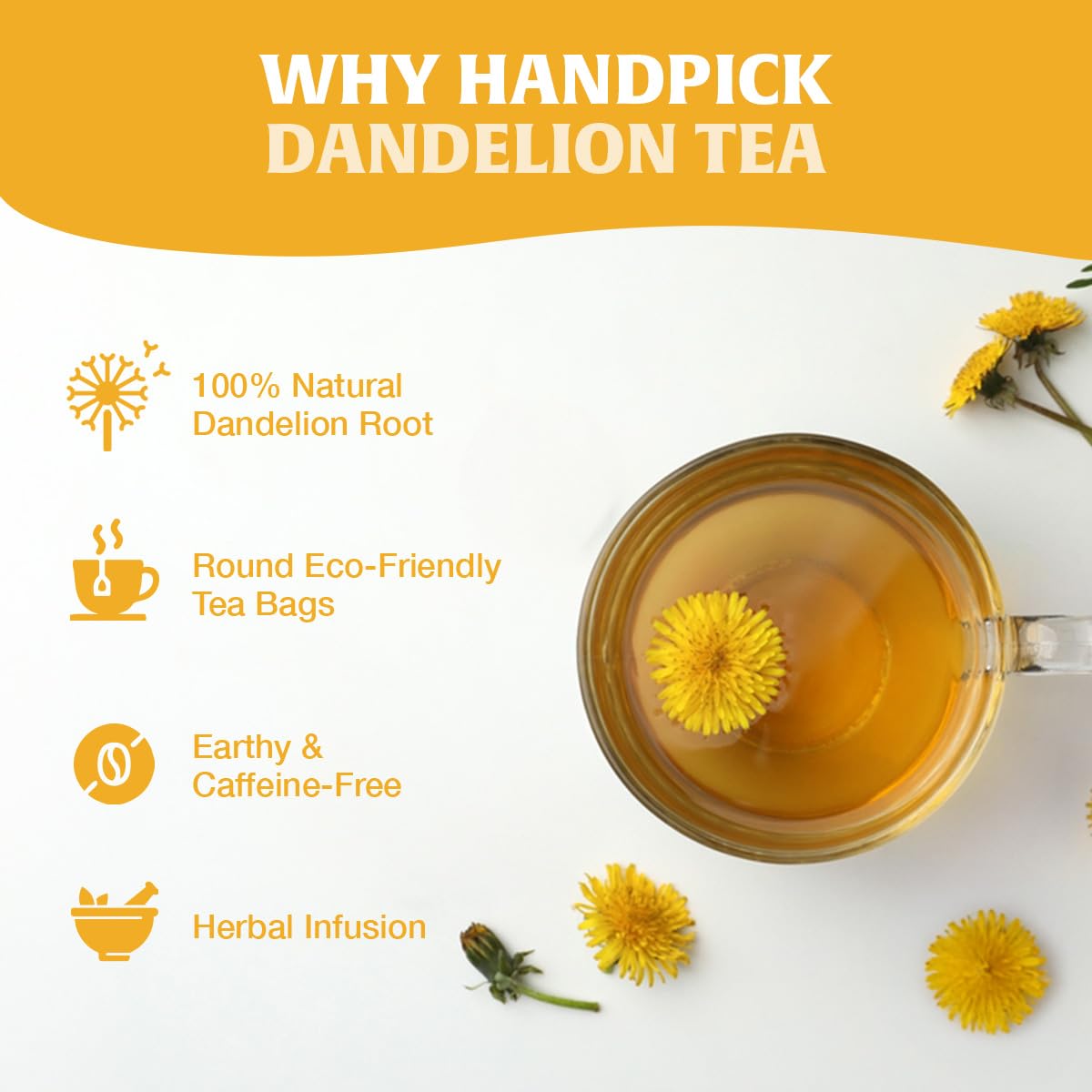 HANDPICK roasted dandelion root texture closeup showing natural, earthy ingredients