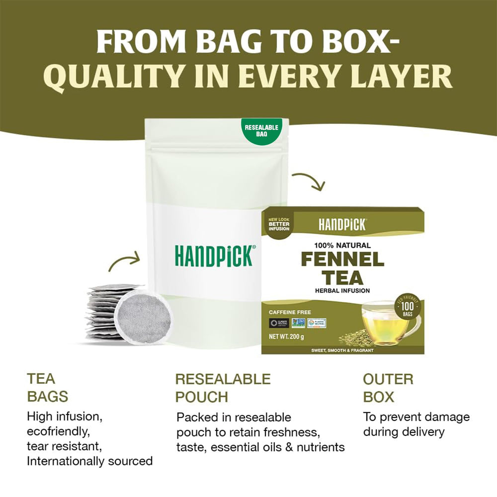 HANDPICK label showing Indian origin and pure ingredient transparency benefit