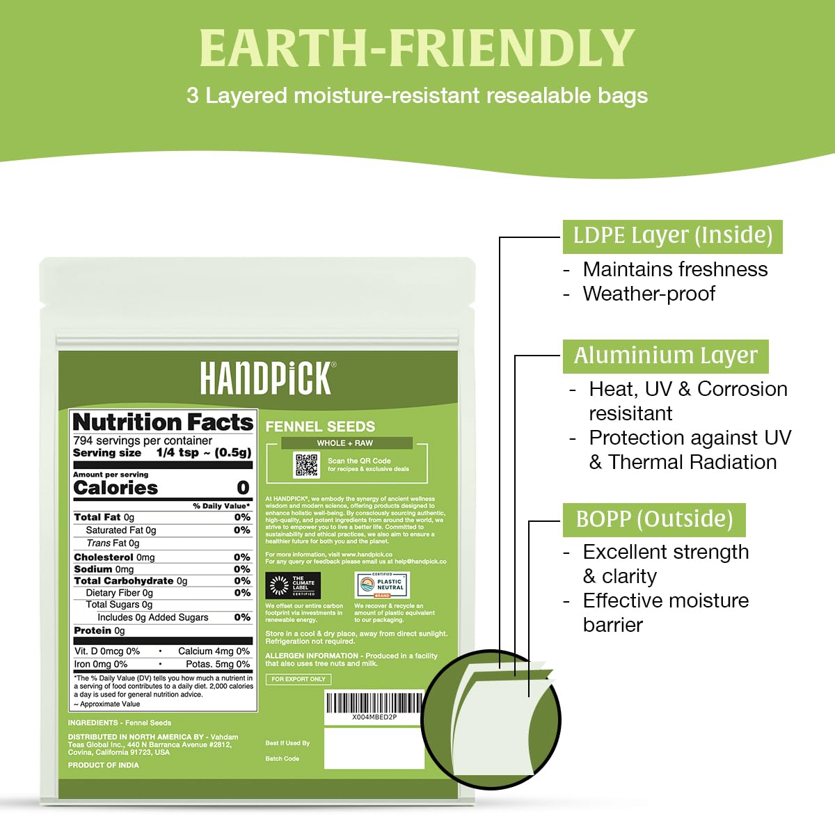 HANDPICK 14oz measuring display to communicate exact quantity and pantry fit