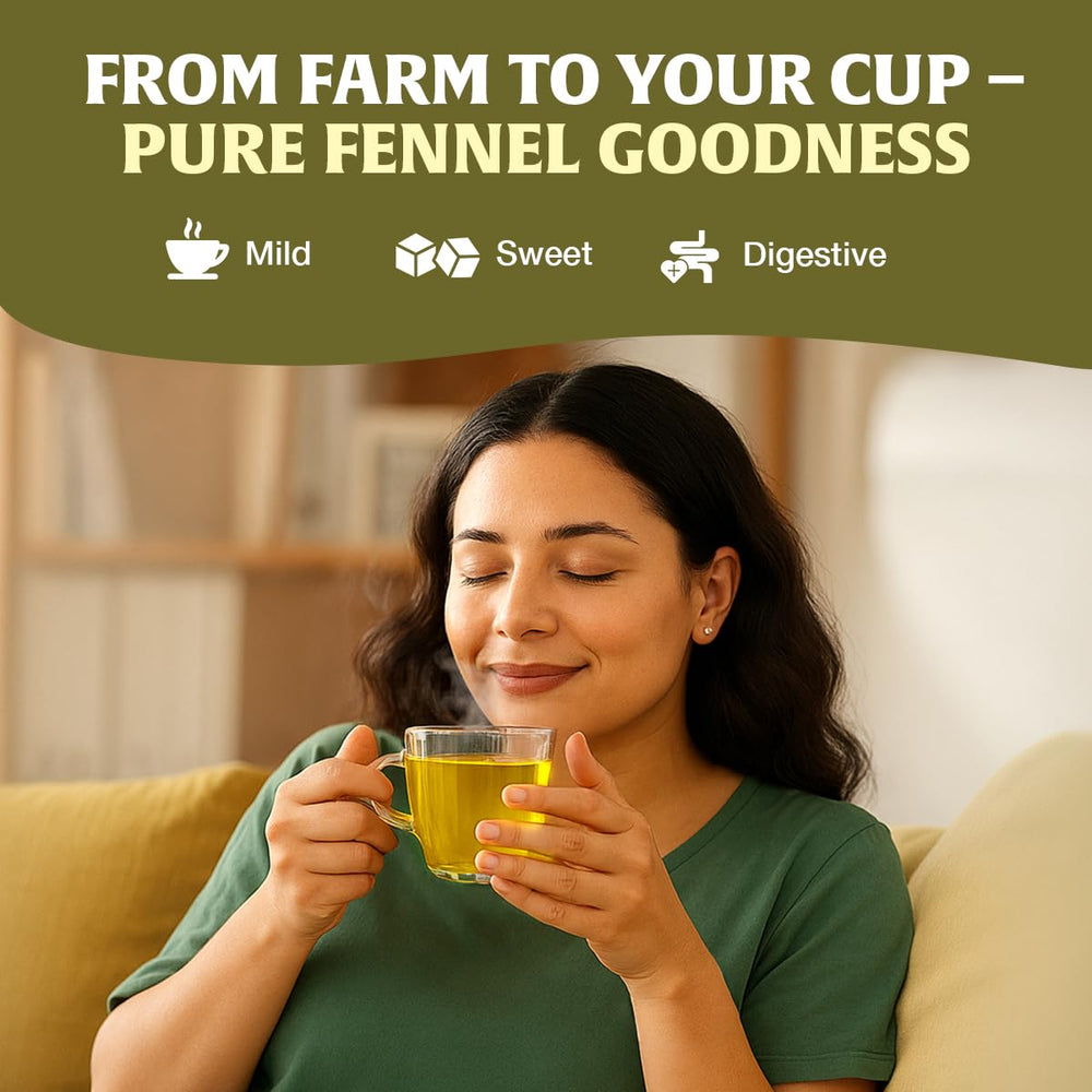HANDPICK steeping cup with fennel tea showing soothing warm beverage benefit