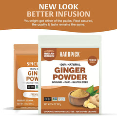 HANDPICK opened resealable pouch of ginger powder demonstrating easy storage