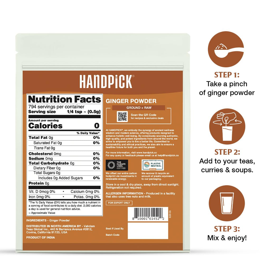 HANDPICK 14oz pouch next to measuring cup indicating product size and scale