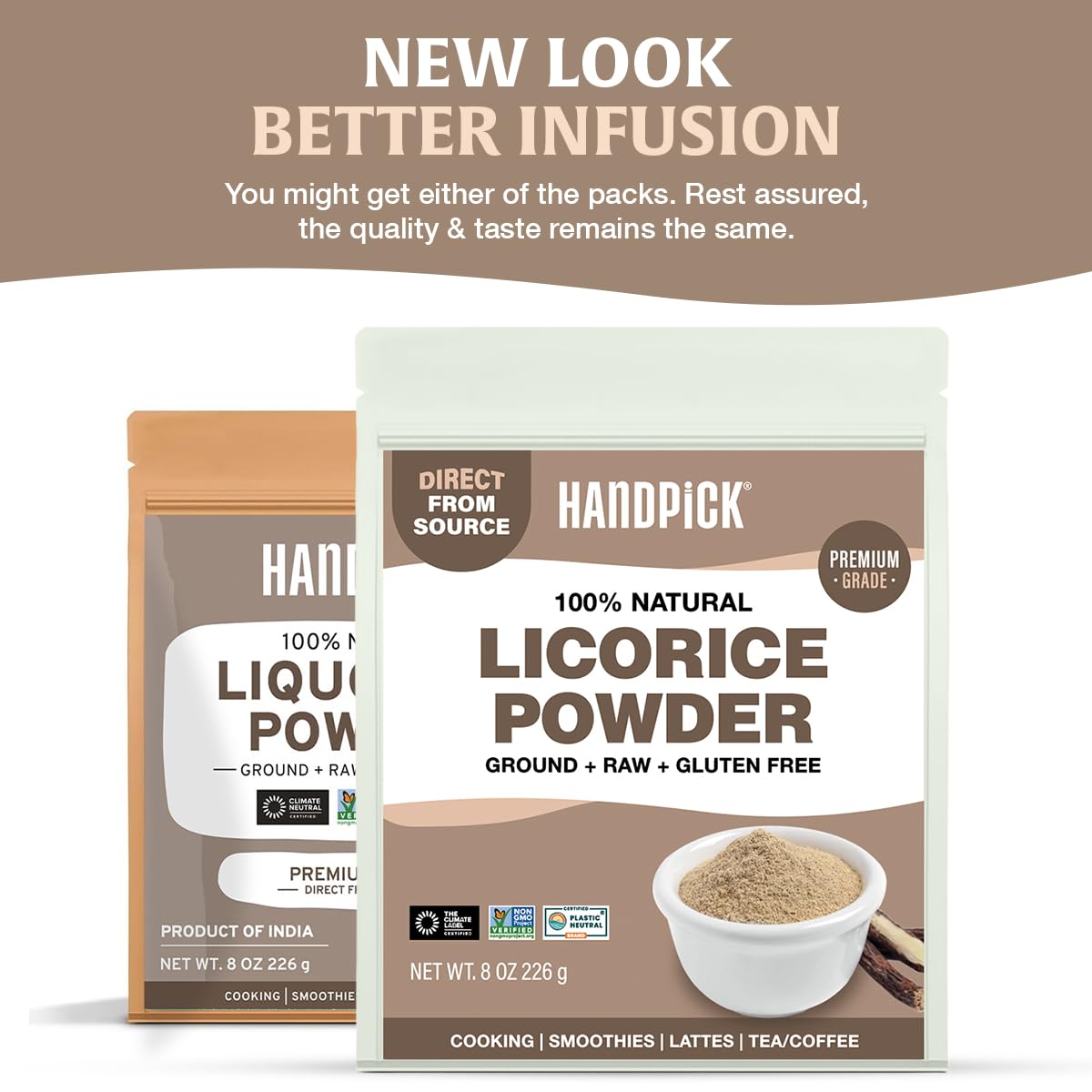 HANDPICK ziplock pouch close-up emphasizing resealable packaging for longer freshness