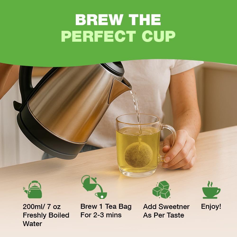 HANDPICK teabag beside a cup and ruler for size comparison and portion clarity