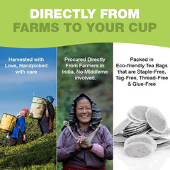 HANDPICK single tea bag close-up displaying eco-friendly, chemical-free material