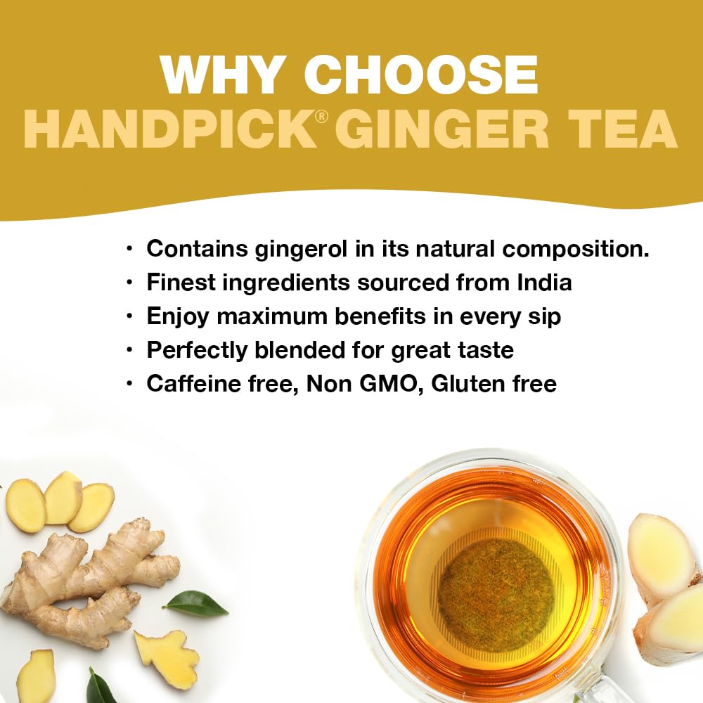 HANDPICK teabag fiber texture close-up showing pure, preservative-free ginger material