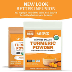 HANDPICK wooden spoon with measured turmeric portion demonstrating easy kitchen use