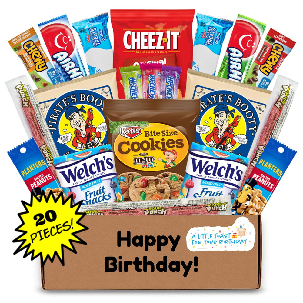 Hangry Kit front of birthday snack box showing gift-ready packaging and humor