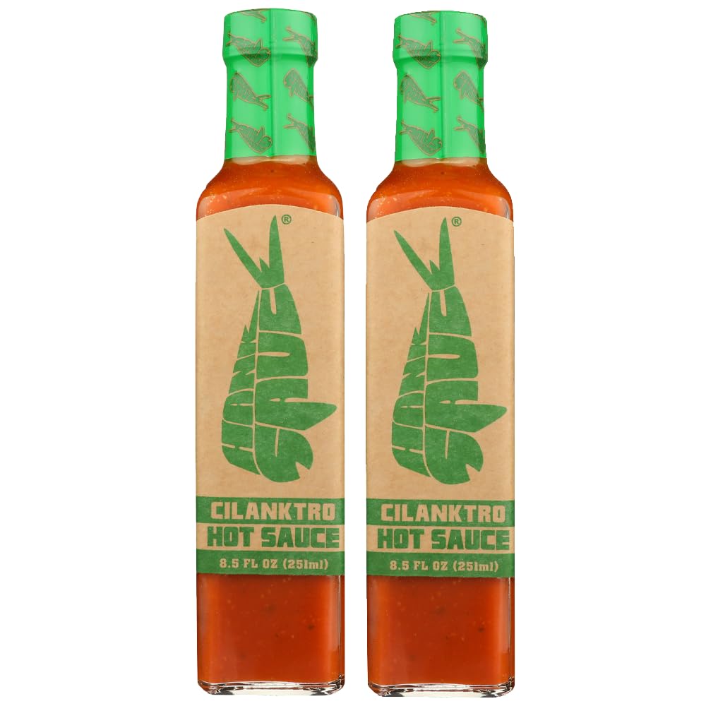 Hank Sauce Cilanktro front bottle showing label and mild garlic-cilantro flavor benefit