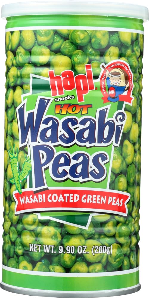 HAPI hot wasabi peas front packaging showing label and bold flavor