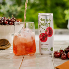 happy being side label close-up showing botanicals and nutrient highlights for clarity