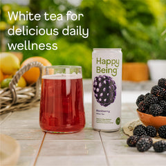 happy being can close-up label highlighting ingredients and clean-label benefit