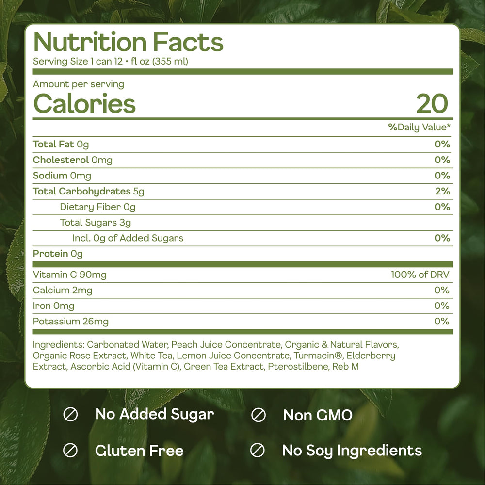 happy being nutritional label close-up showing low calories and simple ingredients