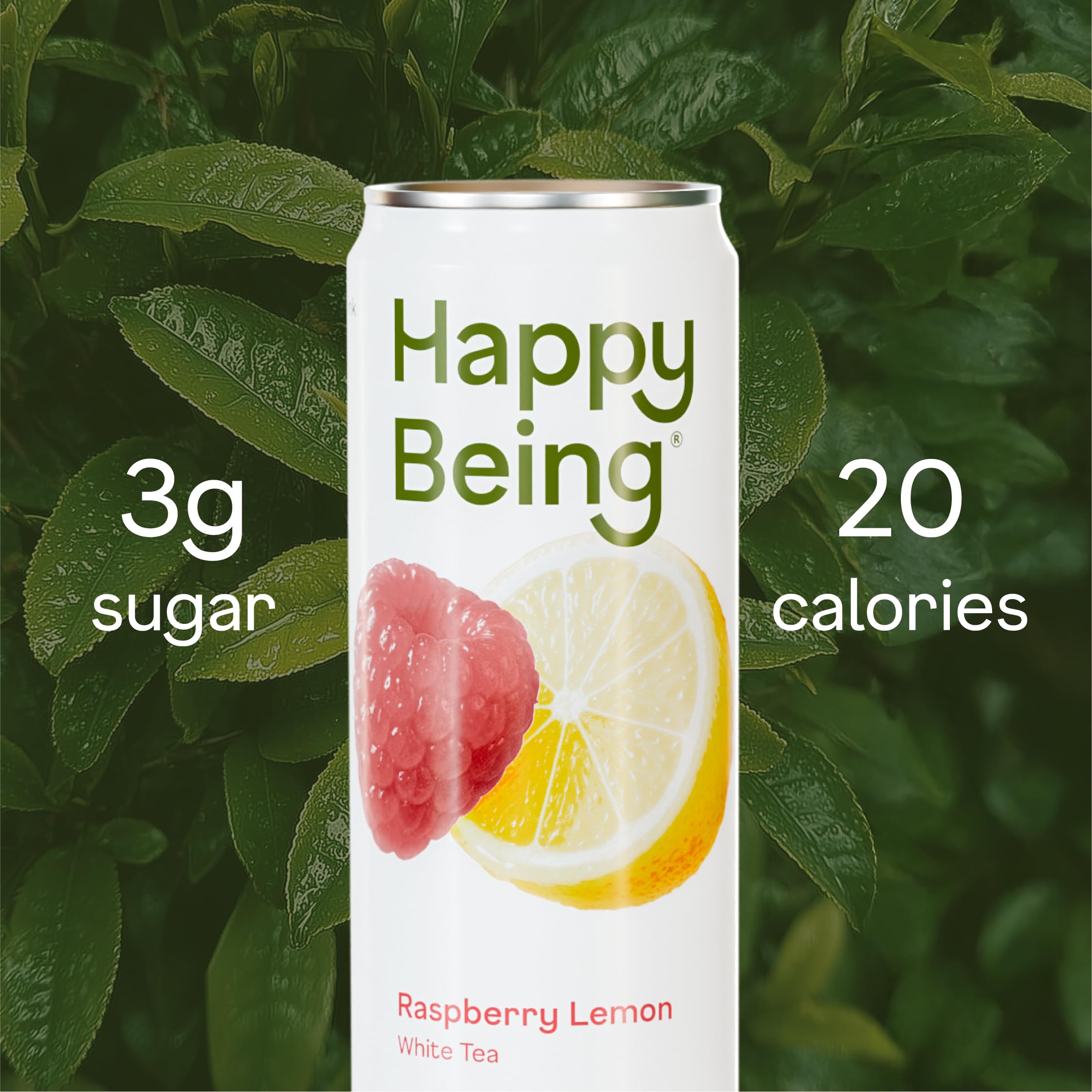 happy being can opening and pour into glass, demonstrating easy on-the-go refreshment