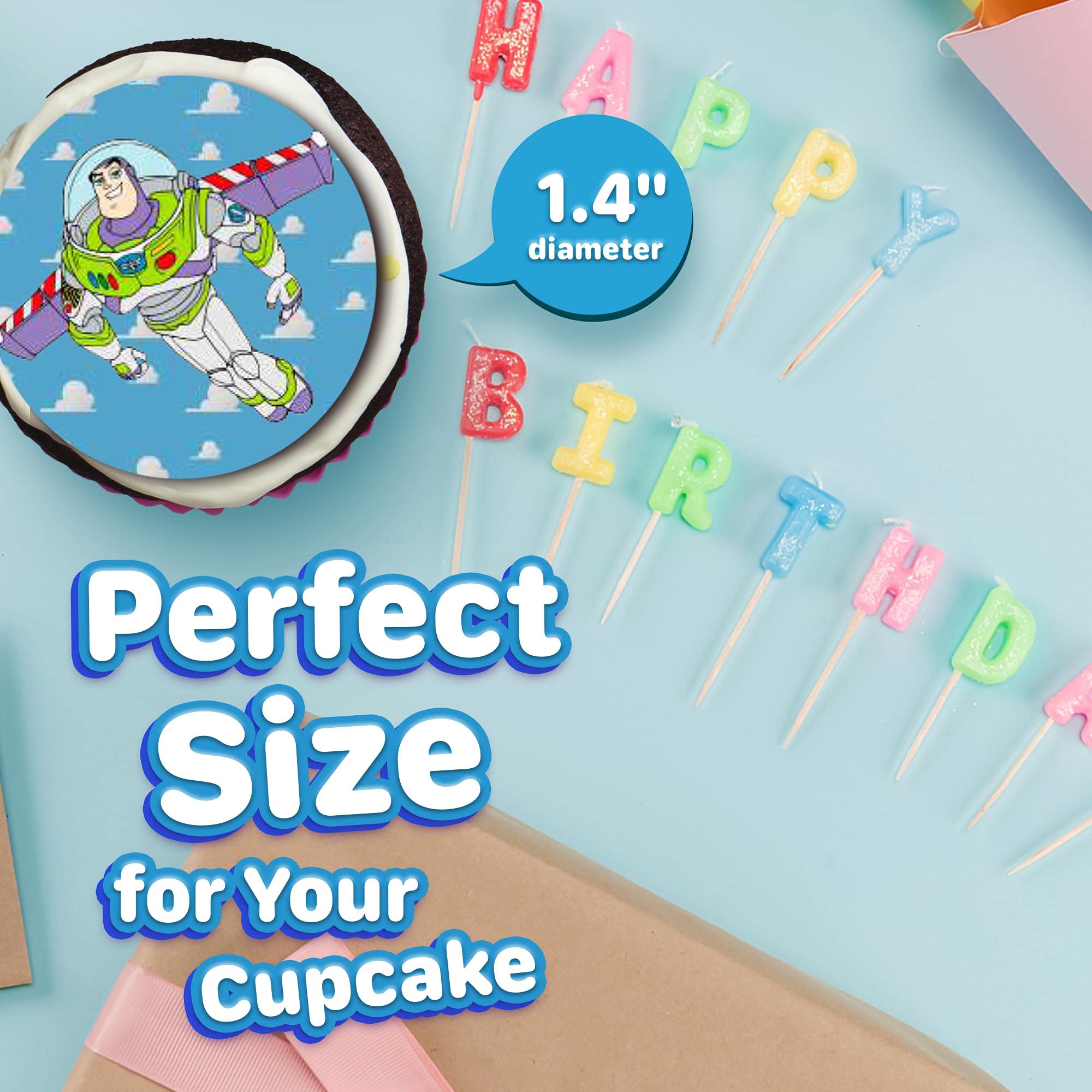 HAPPY CHOICES wafer sheet held by hand showing scale and bulk-decorating benefit