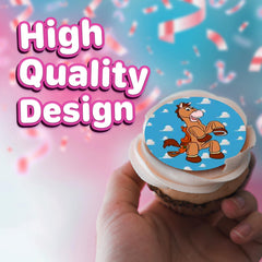 HAPPY CHOICES topper placed on cupcake showing finished look and easy-apply benefit