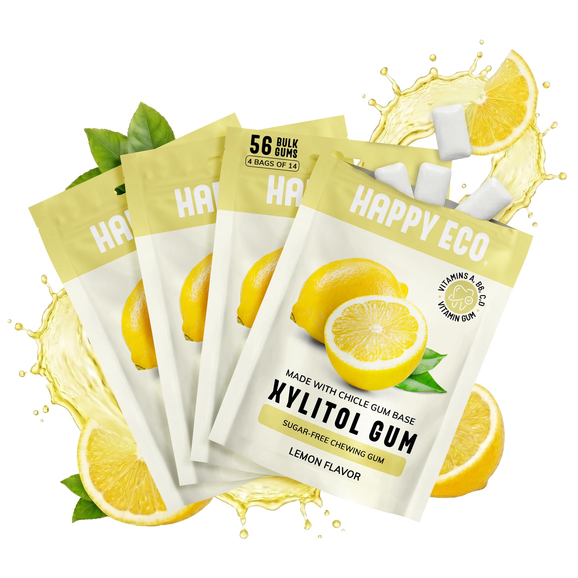 HAPPY ECO nutritional panel closeup showing vitamin amounts per piece