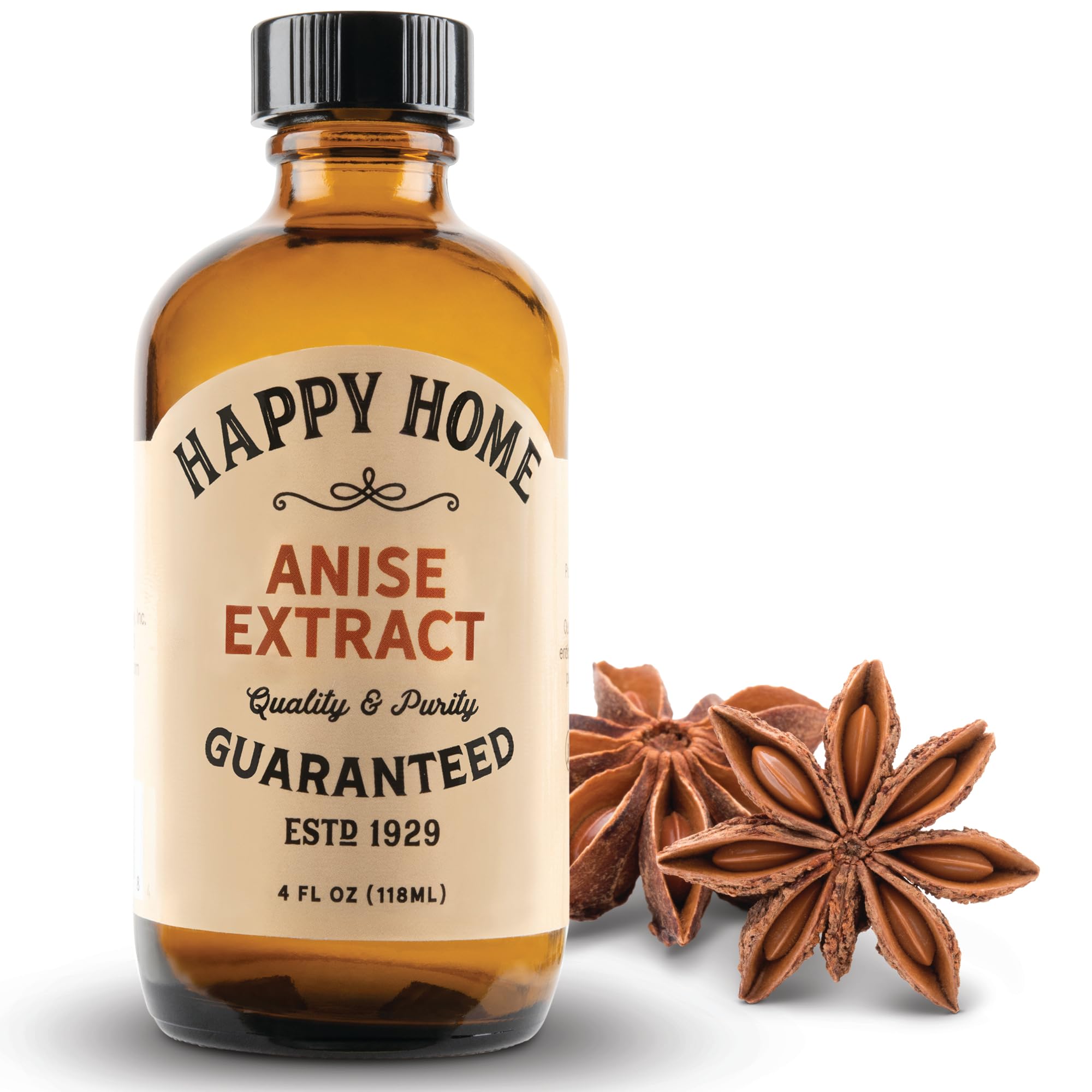 Happy Home front bottle showing 4 oz packaging and clear anise flavor