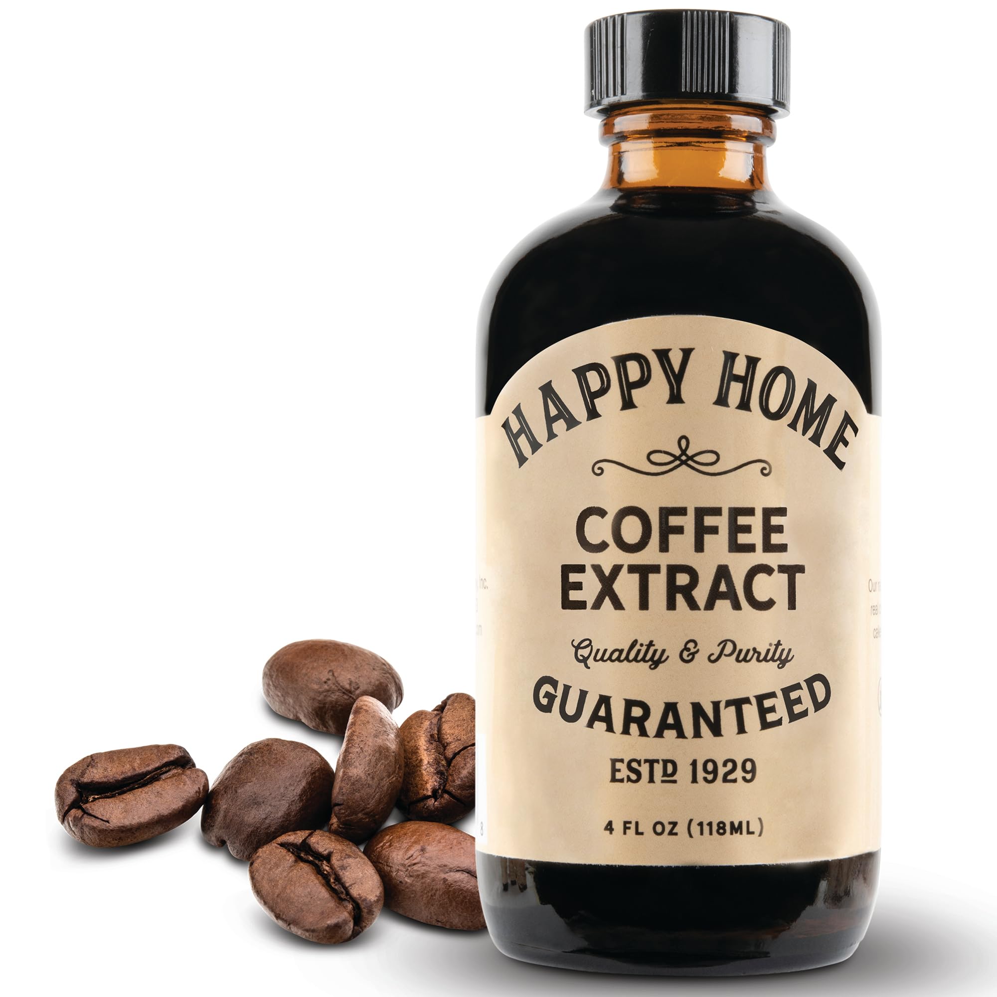 Happy Home front label showing coffee flavor bottle and clear branding benefit clarity