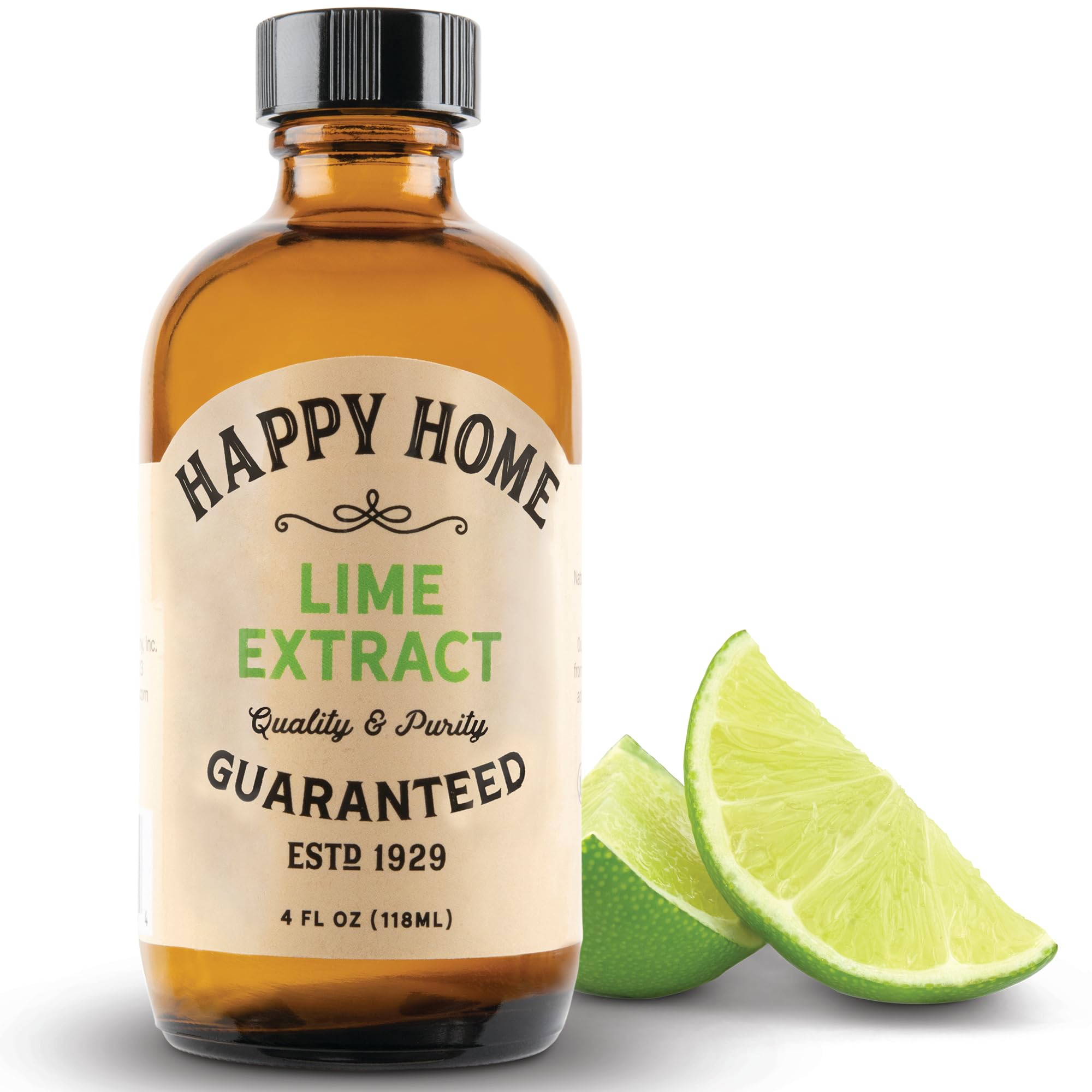 Happy Home front label view showing product and clear lime identity, reliable flavoring
