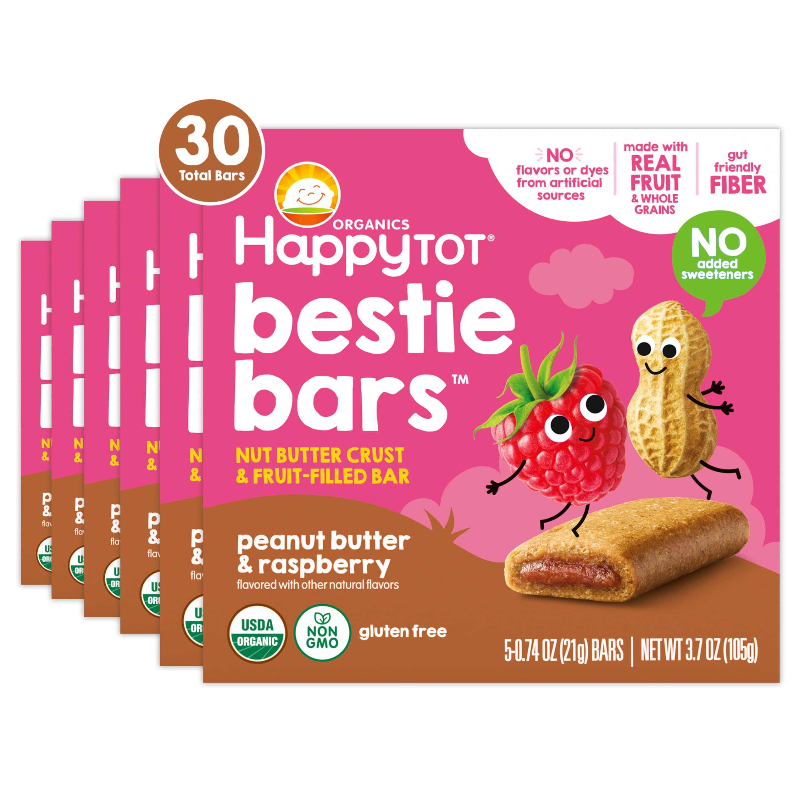 HAPPYTOT front packaging showing organic six-box bundle and convenience