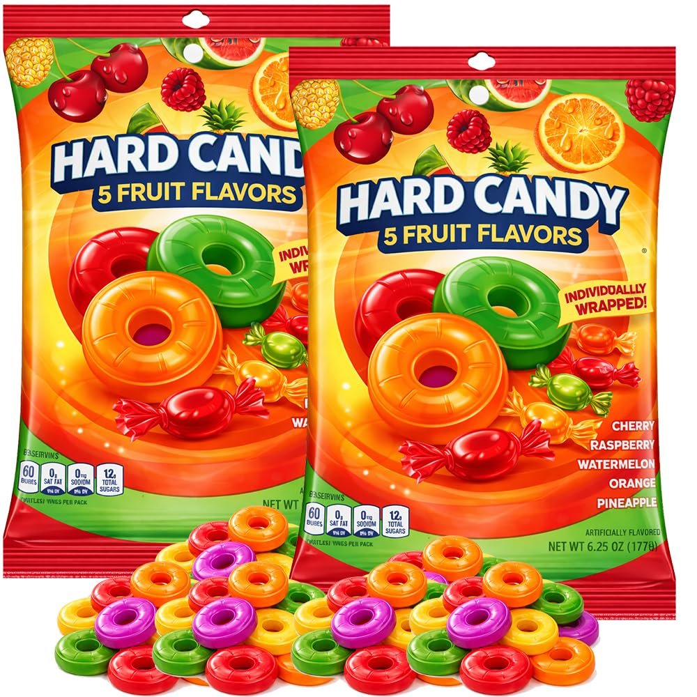 Generic hard candy front packaging showing flavors and size for easy identification