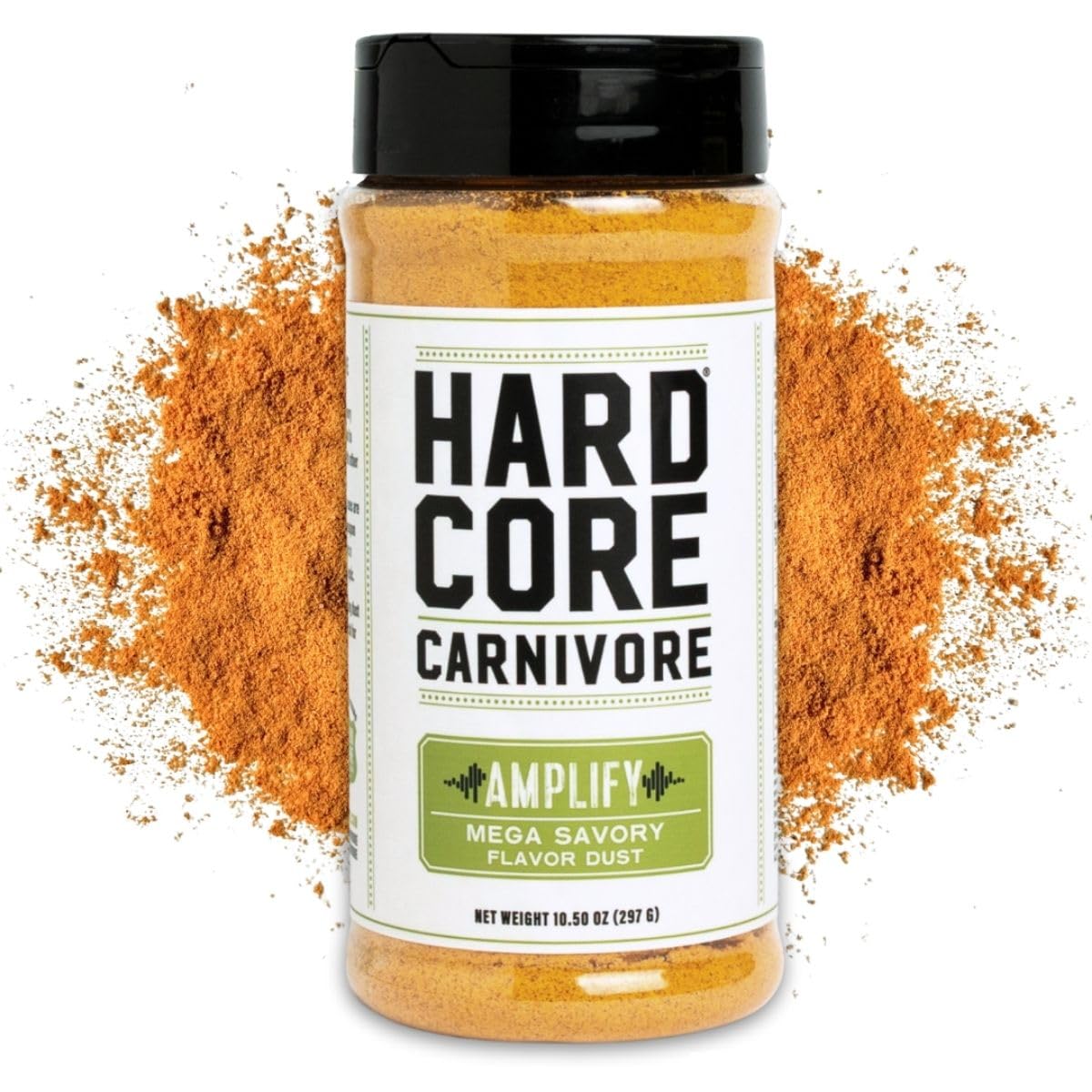 Hardcore Carnivore front shaker showing product and easy pour benefit