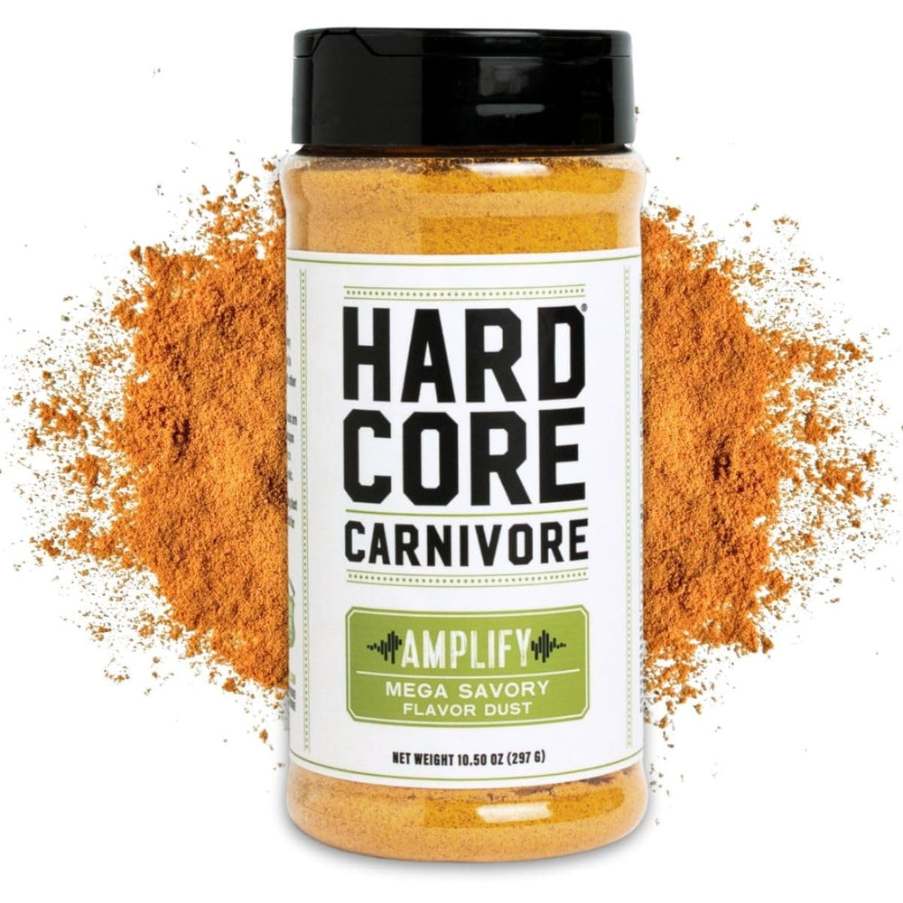 Hardcore Carnivore front shaker showing product and easy pour benefit