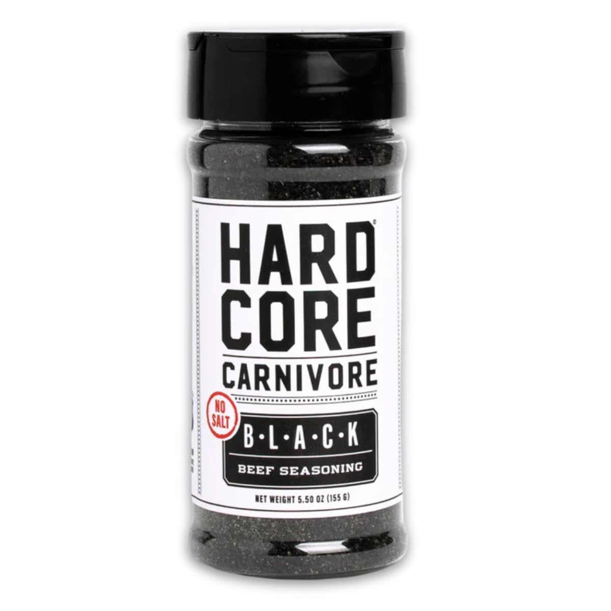 Hardcore Carnivore front shaker shows product and bold BBQ appeal