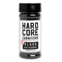 Hardcore Carnivore front shaker shows product and bold BBQ appeal