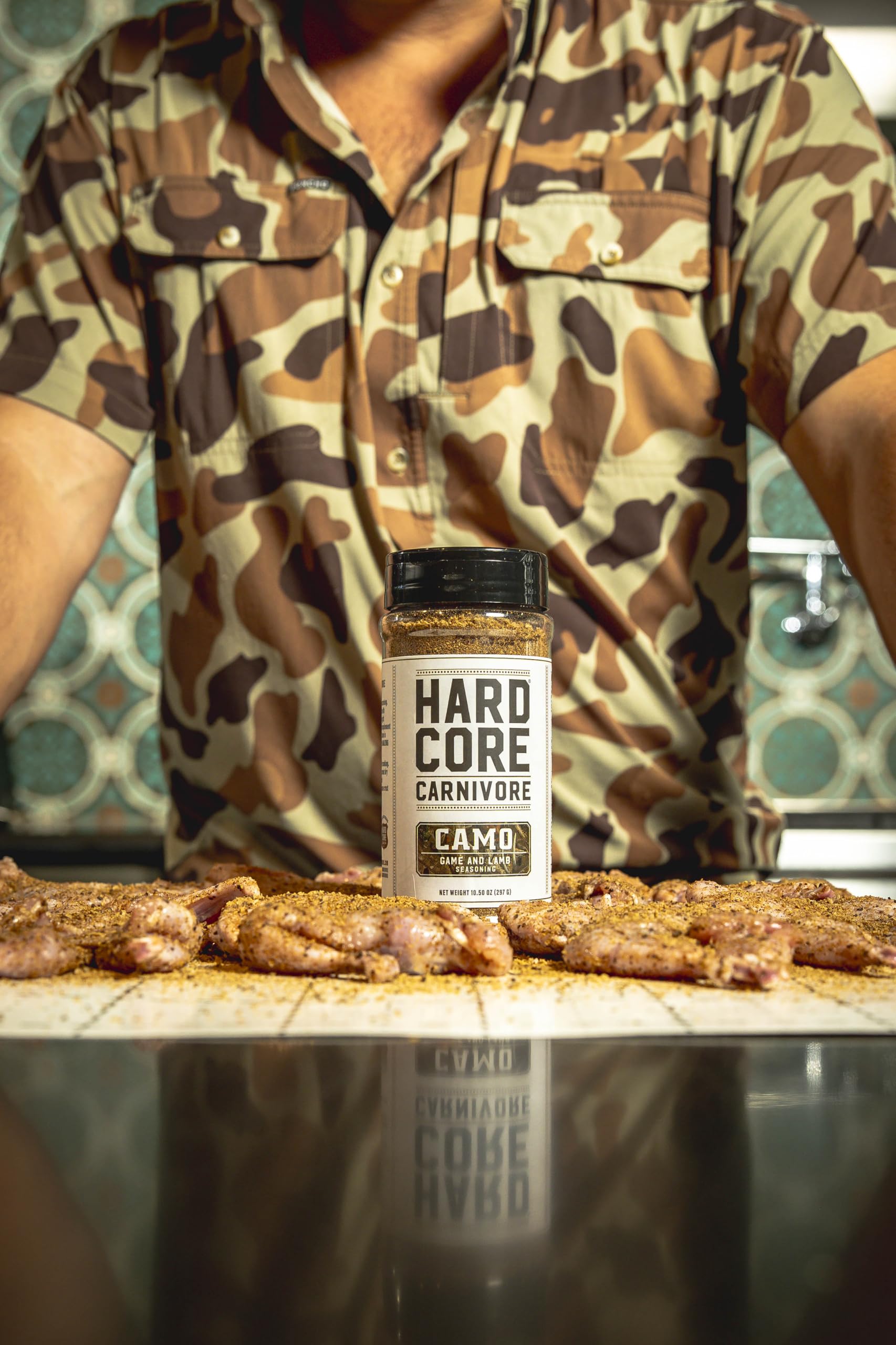 Hardcore Carnivore label close-up showing ingredients and no artificial colors benefit