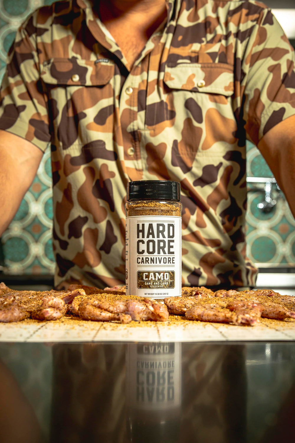 Hardcore Carnivore label close-up showing ingredients and no artificial colors benefit