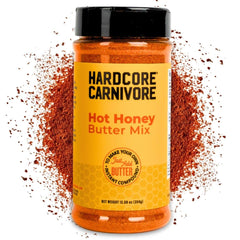 Hardcore Carnivore front shaker showing label and size for quick identification and flavor confidence