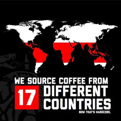 Hardcore Coffee bag label detail highlighting organic and kosher certifications