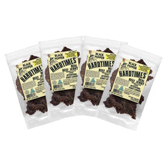 Hardtimes front packaging showing black pepper flavor and bold branding, highlights tasty convenience