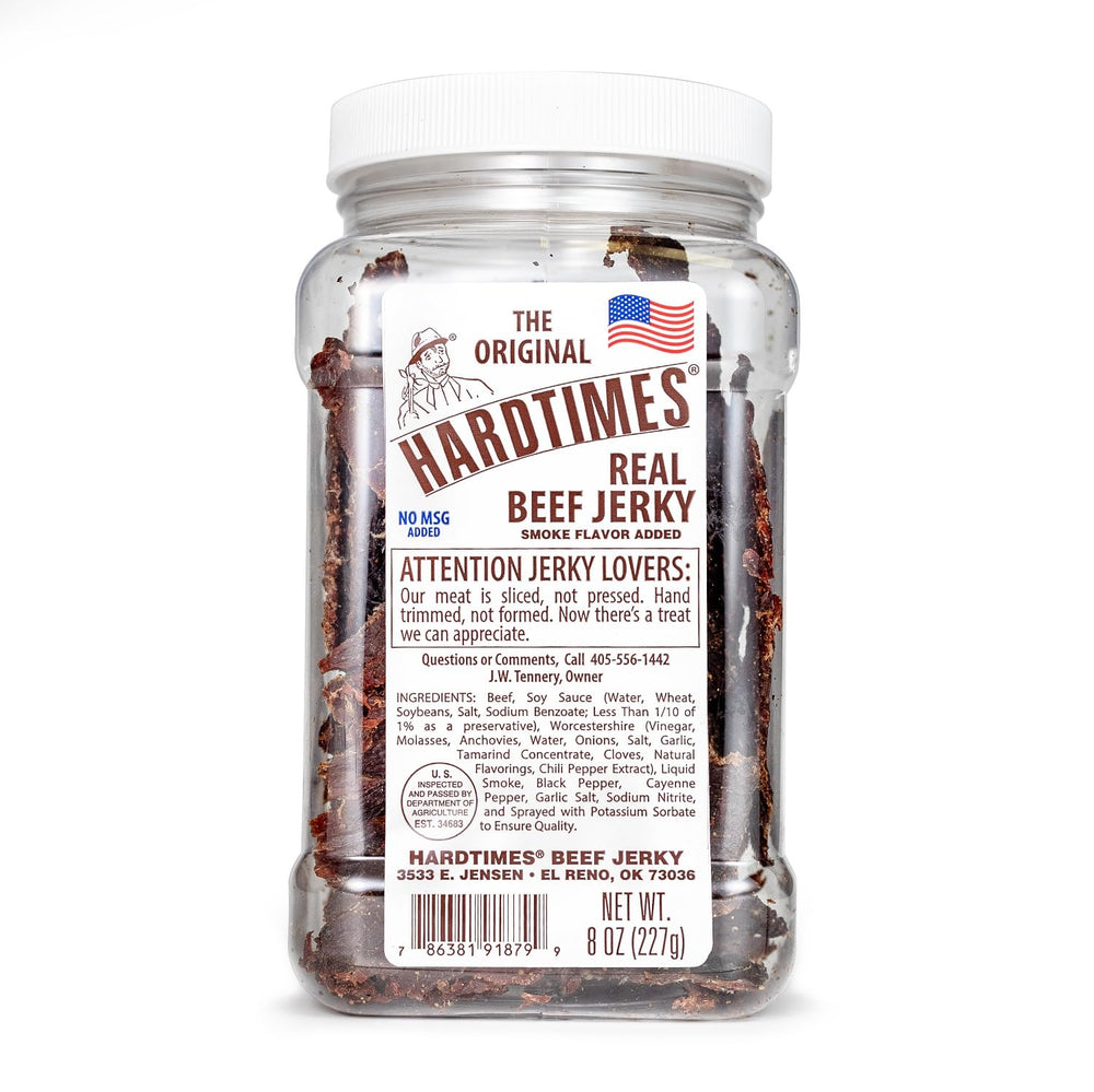 hardtimes front jar showing label and resealable lid, highlights freshness