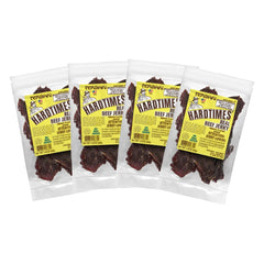 hardtimes front packaging showing 4 x 2.25 oz pouches and brand logo for convenient storage